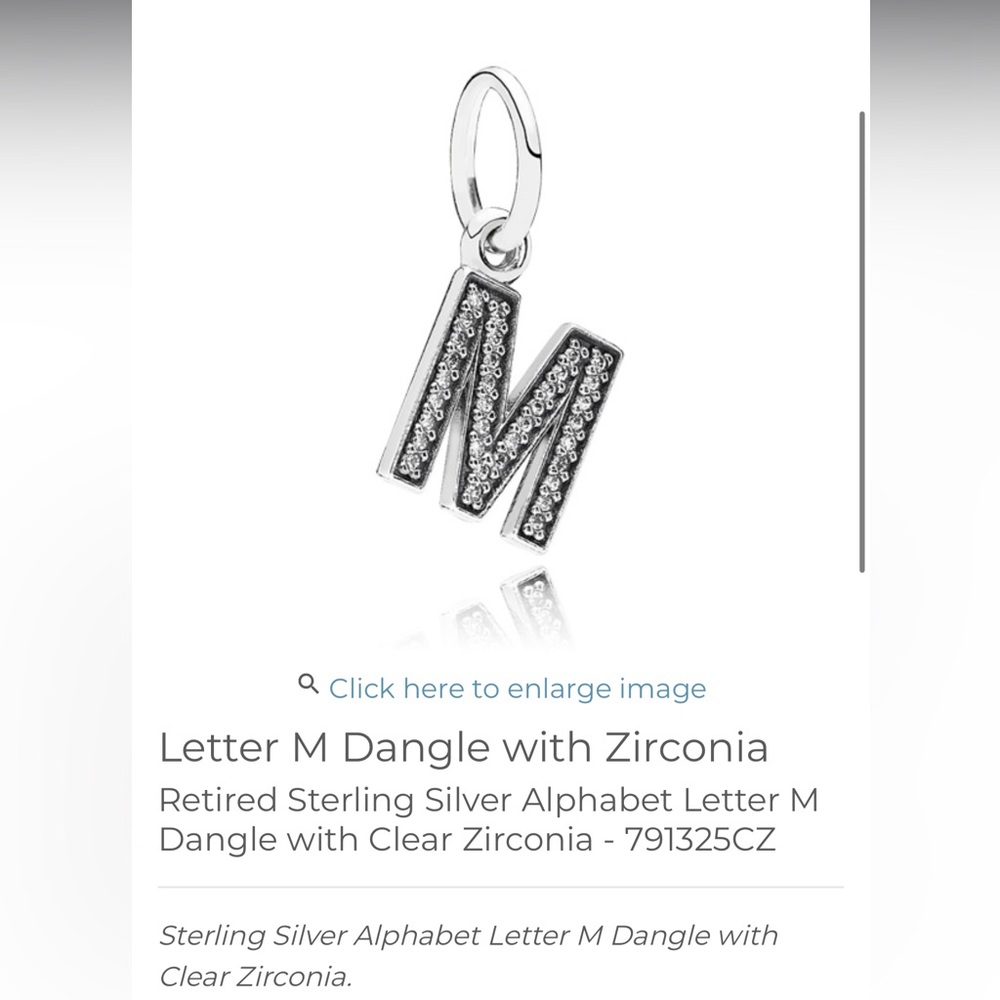 Pandora letter M dangle charm